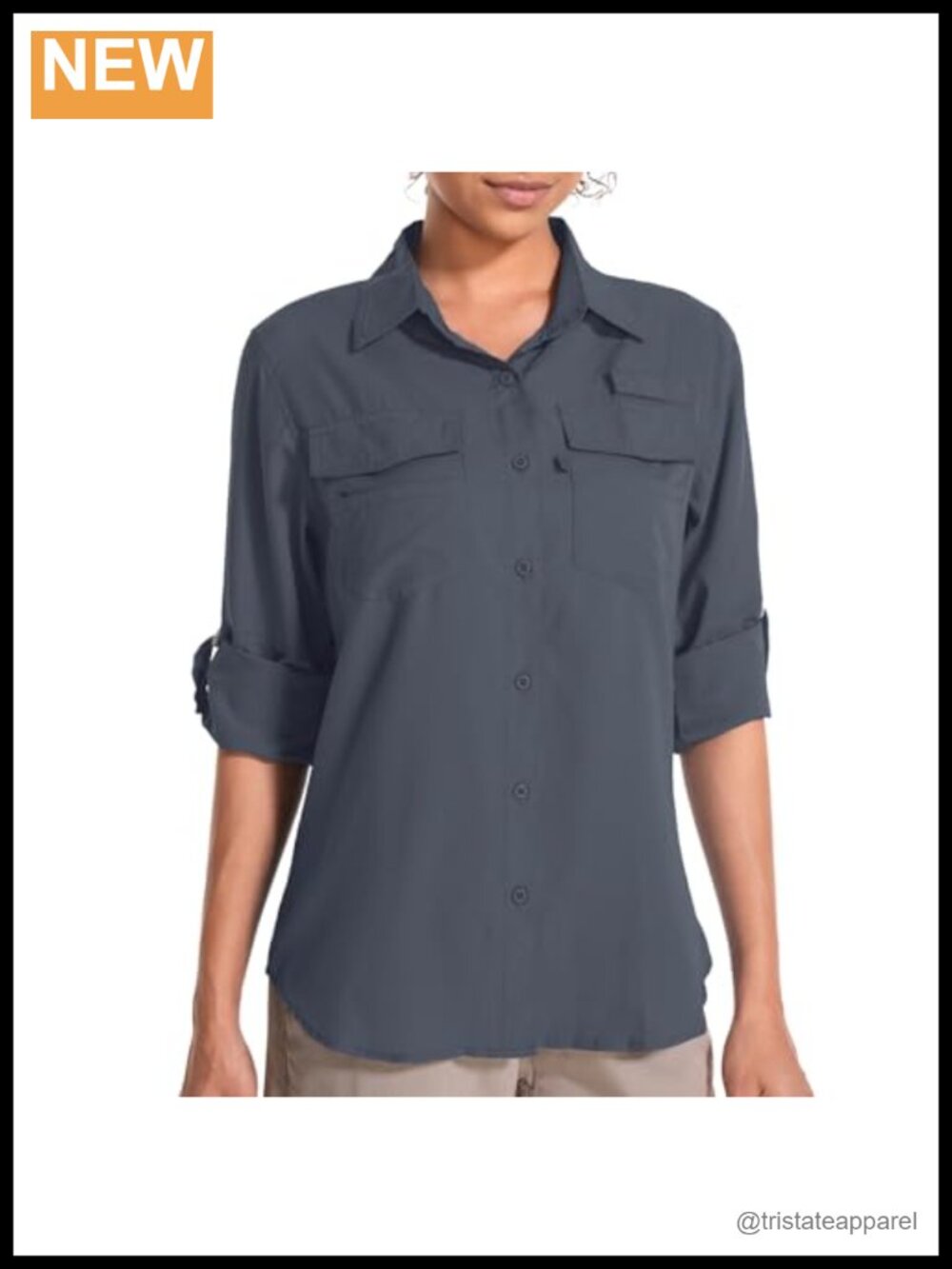 Women's UPF 50 Long Sleeve Button Down Safari Shirt Quick Dry